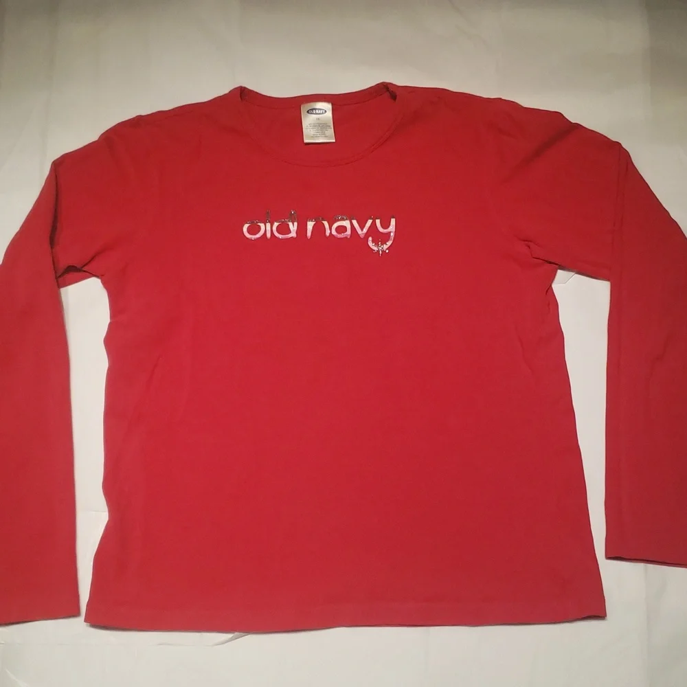 Girls Holiday Christmas Casual Top  Rhinestone Snowflake RED Long Sleeves Cotton